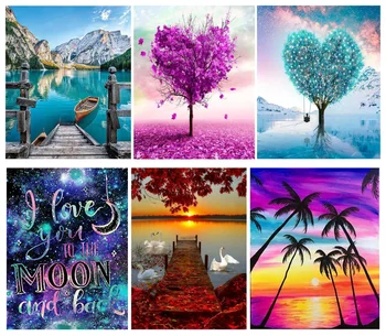 

Full Round Diamond Painting Seaside scenery Landscape 5D DIY Diamond Embroidery Cross Stitch Home Furnishing decoration Gift