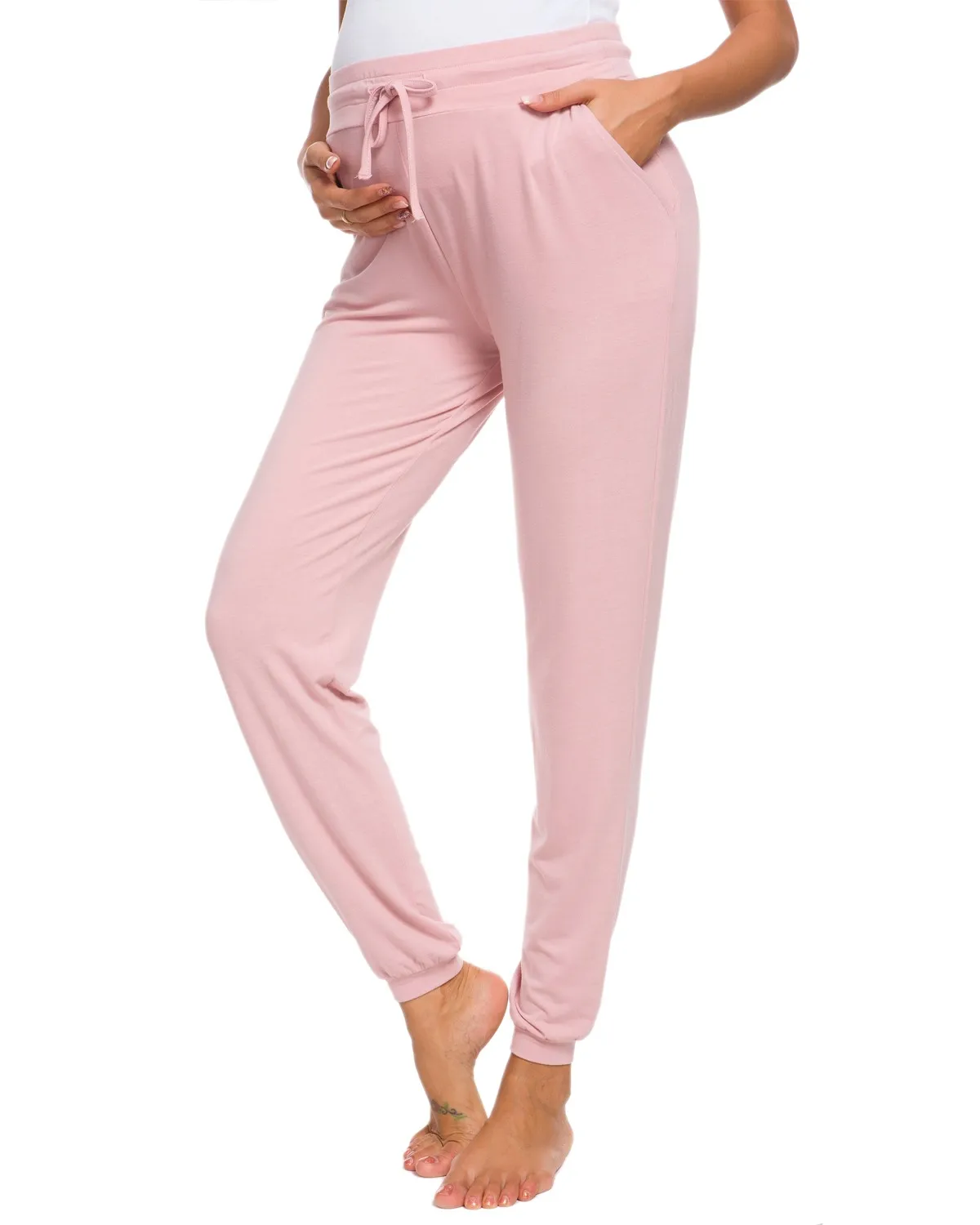 Женские брюки для беременных с завязками, растягивающиеся штаны с высокой талией для работы, деловые брюки в деловом стиле, обтягивающие джинсы с открытой щиколоткой - Цвет: pic