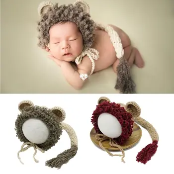 

Newborn Photography Props Baby Hat Infant Knitting Crochet Little Lion Outfits G99C