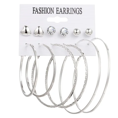 Fashion Women's Earrings Set Pearl Hoop Earrings For Women 2021 Bohemian Geometric Big Circle Gold Star Heart Earring Jewelry