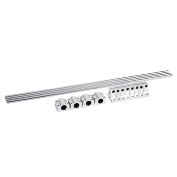 

8mm Dia Silver Linear Motion Ball Bearing Linear Shaft Rail Guide Support 500mm Shaft Optical Axis Set