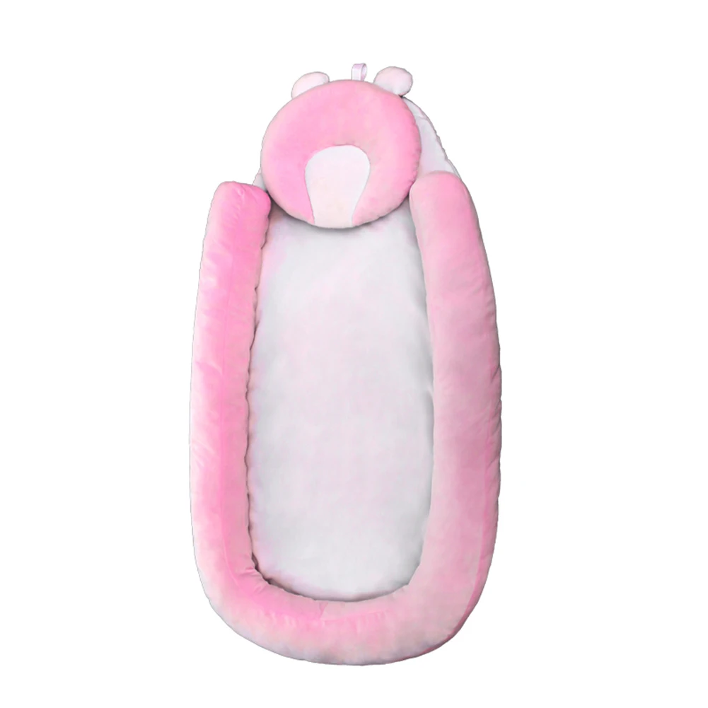 Pink Переносная люлька для новорожденных, дорожная сумка для сна, детская кроватка для путешествий, хлопковая фланелетка 87*45*8 см для новорожденных - Color: Pink