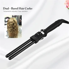 Профессиональные щипцы для завивки волос керамические 2 барреля стайлер для волос Waver Инструменты для укладки палочка нагревающий уход щипцы для завивки волос электрическая завивка