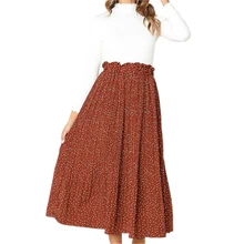 Модные весенние юбки в стиле бохо, повседневные женские эластичные плиссированные летние юбки с высокой талией, вечерние юбки в горошек с карманами, M0396