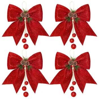 

4Pcs Christmas Bow, Christmas Tree Bow Glitter, Sequin Bow Ties for Home Ornament Decoration Christmas Party