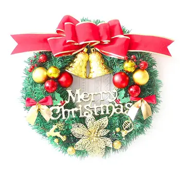 

24“ Large Christmas Wreath with Bell Bow for Front Door Christmas wedding Decor