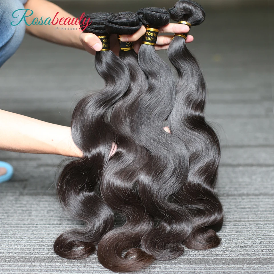 

[Rosabeauty] OneCut Hair Body Wave 8-28 30 32inch H Brazilian Raw Virgin Unprocessed Hair Natural Color 100% Human Hair Weaving 4 Bundles Deal