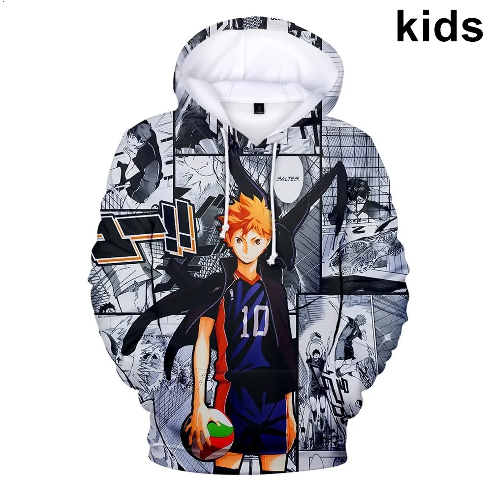 Детские толстовки Аниме Haikyuu от 2 до 14 лет! Толстовка с капюшоном для мальчиков и