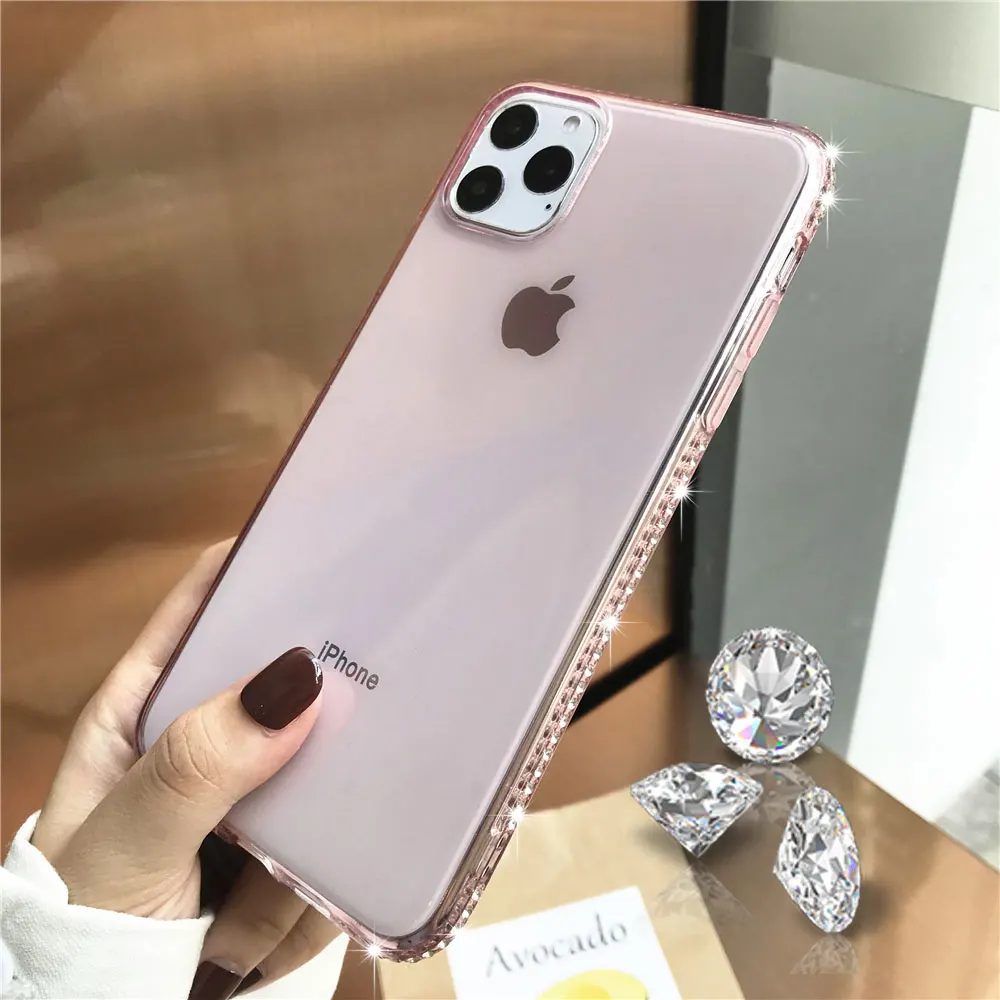 Алмазный бампер чехол для iphone 11 Pro MAX XR XS X 6 7 8 Plus samsung Note 10 S10 S20 Ultra A10 мягкий телефона|