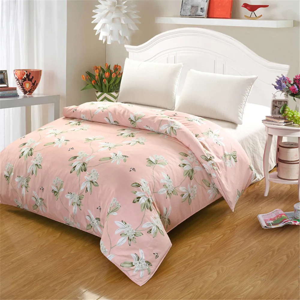 

Korean Princess Pastoral Style Design Flower leaf plant Pattern twin King Duvet Cover 100% Cotton Pink Green White Home textile