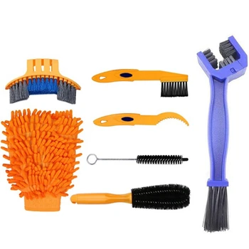 

7Pcs/Set Mountain Bike Cleaning Tool Cycling Tire Brush Bicycle Chain Wash Brake Disc Cleaner Wheel Rim Cleaner