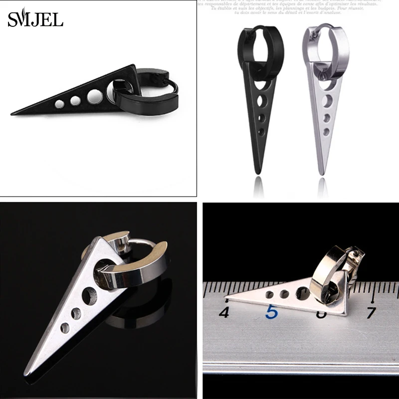 Fashion Gothic Triangle Earrings Unisex Punk Rock Men Women Ear Stud Pierced Stainless Steel Jewelry Accessories | Украшения и