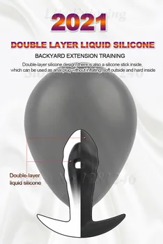 Super Large Double-layer Silicone Inflatable Anal Butt Plugs Dildo Pump Men Prostate Massage Anus Vagina Dilator Women Sex Toys 3