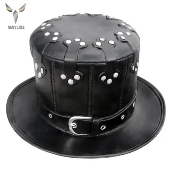 

Waylike Halloween Steam Punk Style Latex Hat Fashion Cosplay Dome Bowler Black Steampunk Hat Decor Vintage Carnival Party Hats