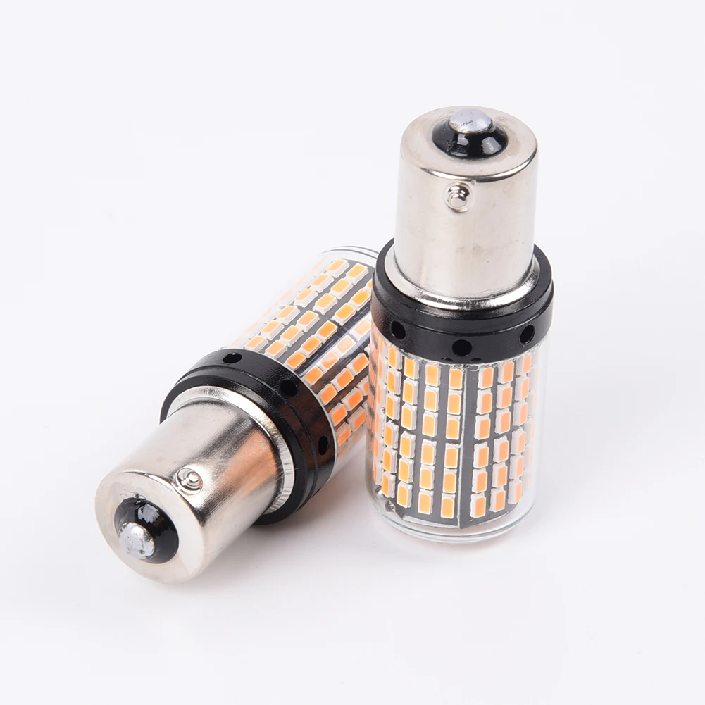 2x12 V 1156 144SMD BAU15S PY21W 3400LM Canbus Янтарный светодиодный указатели поворота 3000K