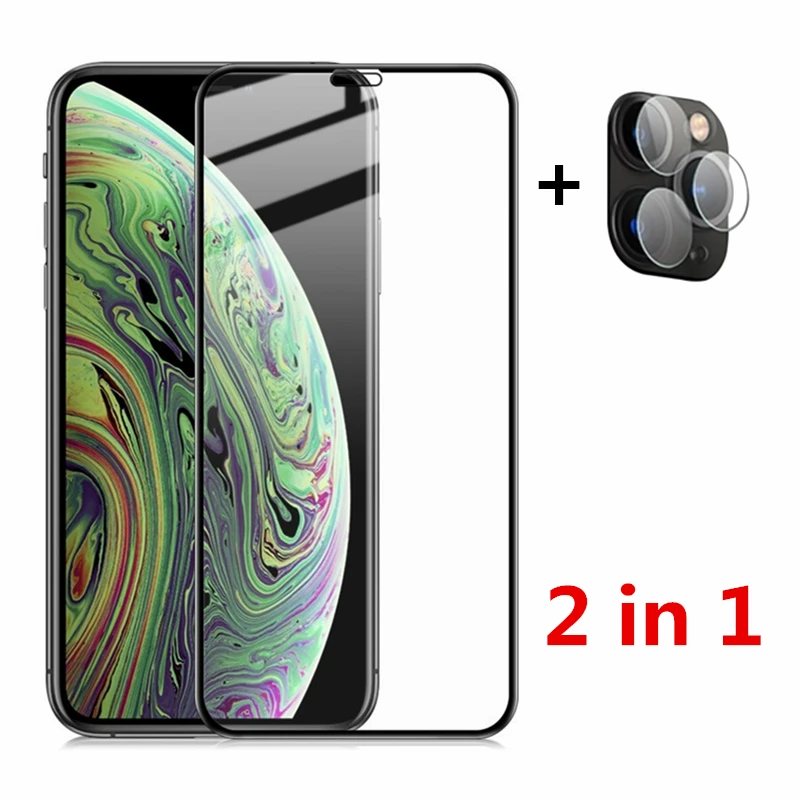 2 в 1 Защитное стекло для Iphone 11 Cmare объектив для Iphone 11 Pro Max Полное покрытие экрана передняя+ задняя упрочненная защитная пленка - Цвет: 2 in 1