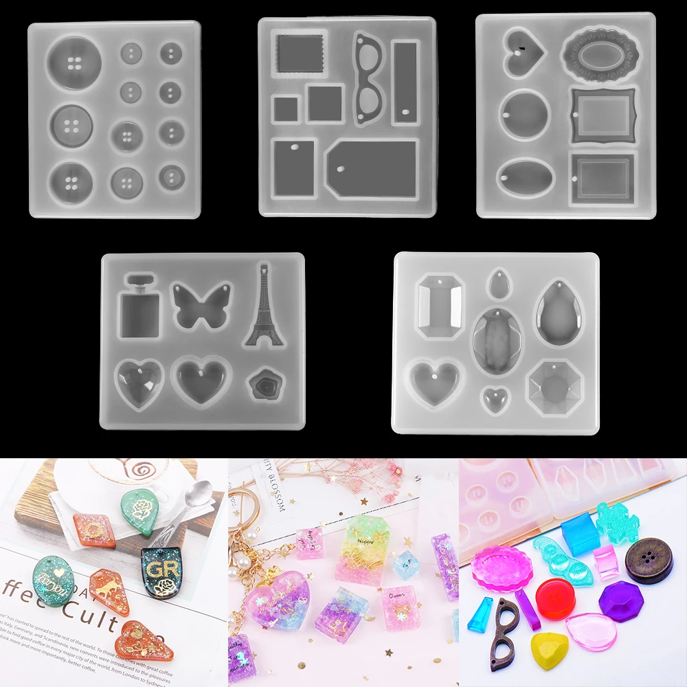 

1pcs Pendant Craft Silicone Mold 5 Shapes Key Chain Epoxy Resin Combination Moulds For DIY Jewelry Making Finding Accessories
