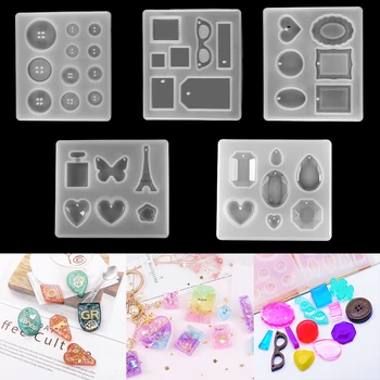

1pcs Pendant Craft Silicone Mold 5 Shapes Key Chain Epoxy Resin Combination Moulds For DIY Jewelry Making Finding Accessories