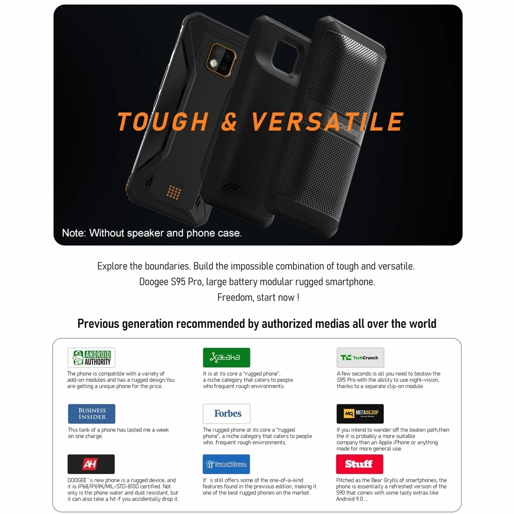 DOOGEE S95 Pro 256GB ROM 8GB RAM IP68/IP69K Rugged Phone Android 9.0 Pie Helio P90 Octa-Core 6.3\