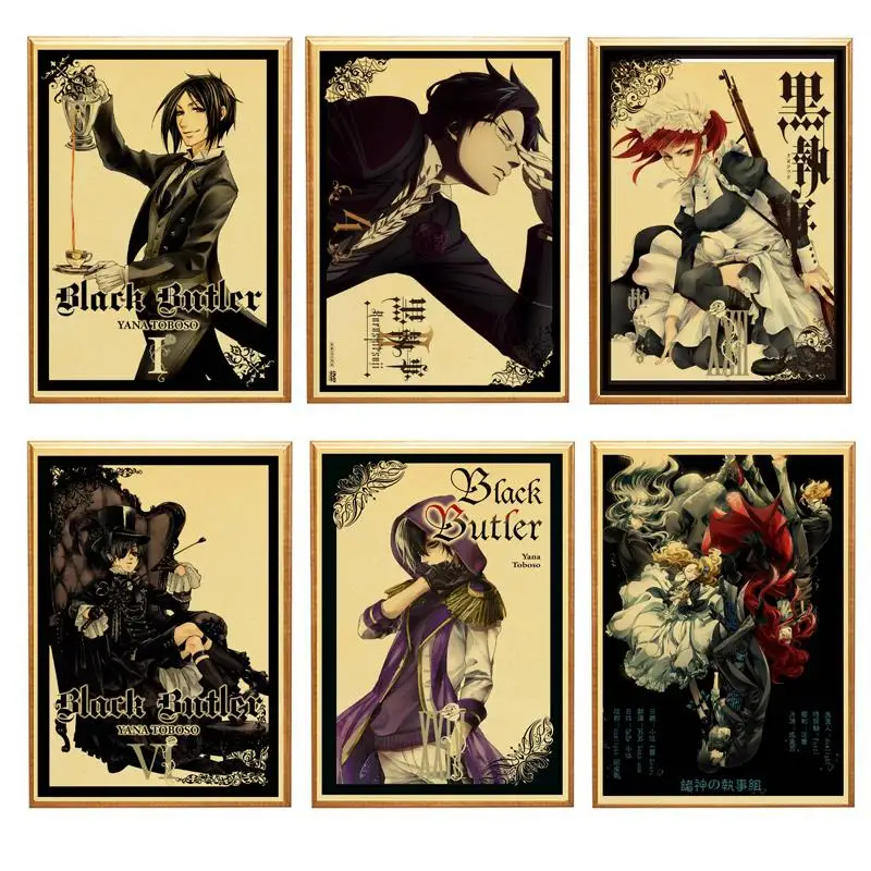 Japanese Anime Black Butler Retro poster Home decoration Kraft Poster Painting Wall stickers