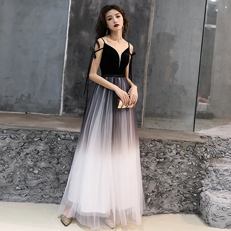 black Vestido de festa, v-образный вырез, сексуальное вечернее платье, длинное вечернее платье - Цвет: black