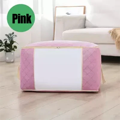 Horizontal pink Waterproof Thick Quilt Storage Bag Large Capacity Clothing Storage Box Moving Luggage Packing Bag - Цвет: Horizontal pink