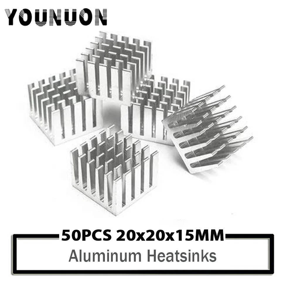 

YOUNUON 50pcs 20x20x15mm Heatsink VGA RAM IC LED Power Aluminum Heat Sink With Thermal Pad 20mm x 15mm