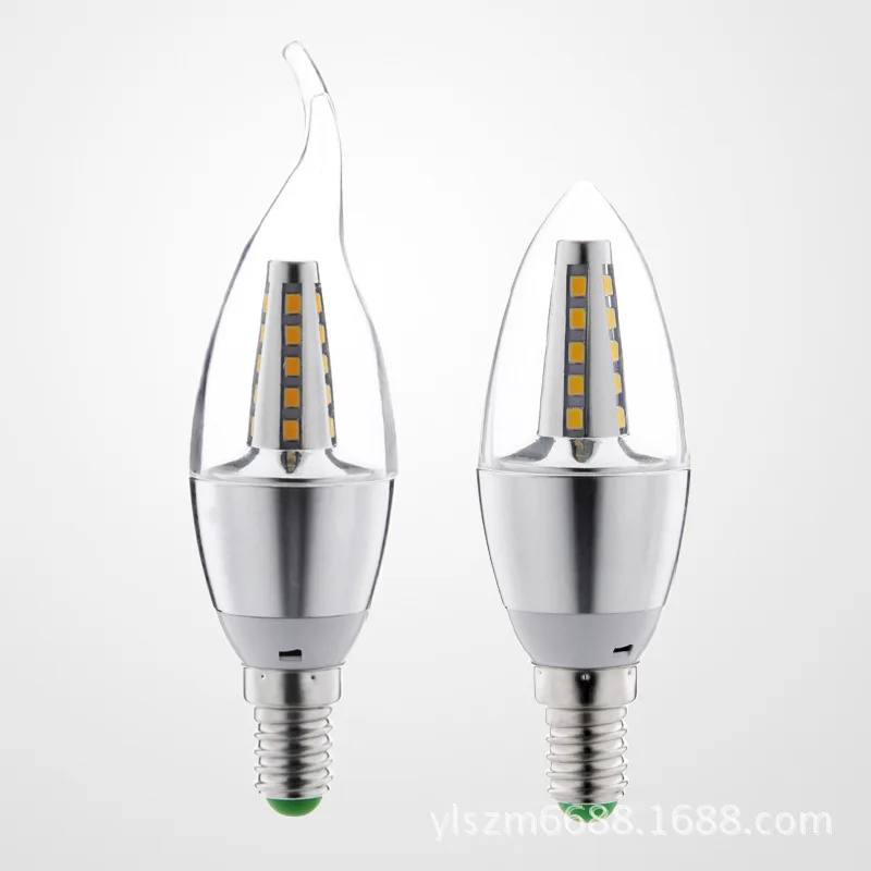 LED Candle Lamp Bulb E14 Small Edison Screw E27 Energy Saving Bulb 5W7w9w12w Tip Bubble Pull Tail Crystal Chandelier Light Sourc