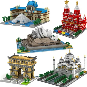 

Architecture Diamond Building Small Blocks Toys For Children Congress Building Eiffel Tower White House Big Ben Louvre Museum
