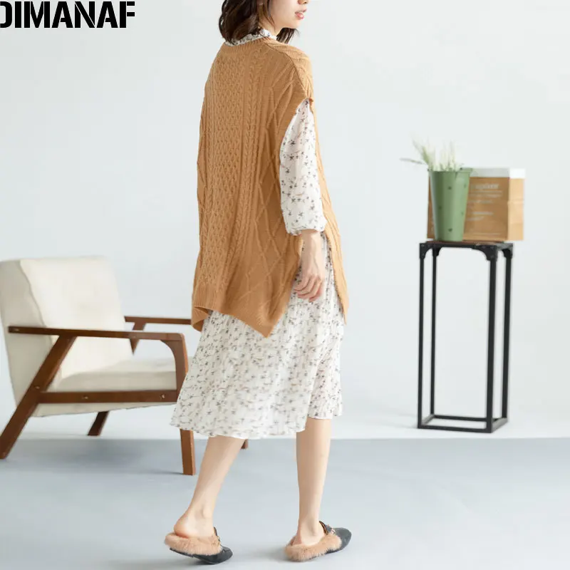 DIMANAF 2019 Plus Size Sweater Women Sleeveless Knitting Vest Batwing Winter Pullovers Cotton Loose Tops Large Size Outerwear DIMANAF 2019 Plus Size Sweater Women Sleeveless Knitting Vest Batwing Winter Pullovers Cotton Loose Tops Large Size Outerwear