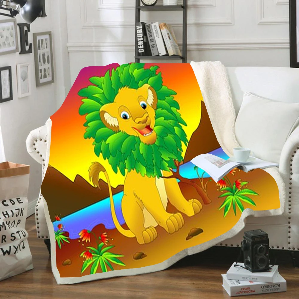 Kids Anime Lion King Simba 3D Blanket Fleece Cartoon Art Print Children Warm Bed Throw Blanket newborn bayby Blanket Boys Gifts