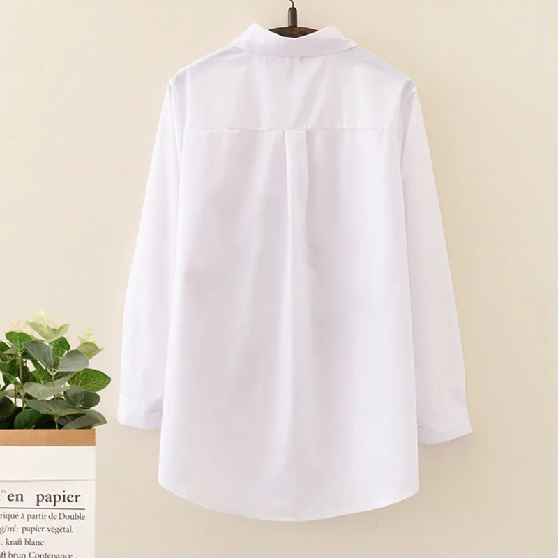 White Blouse Women Plus Size Long Sleeve Autumn Winter Womens Tops And Blouses 2019 Women Casual Cotton Shirt Embroidery Blouse