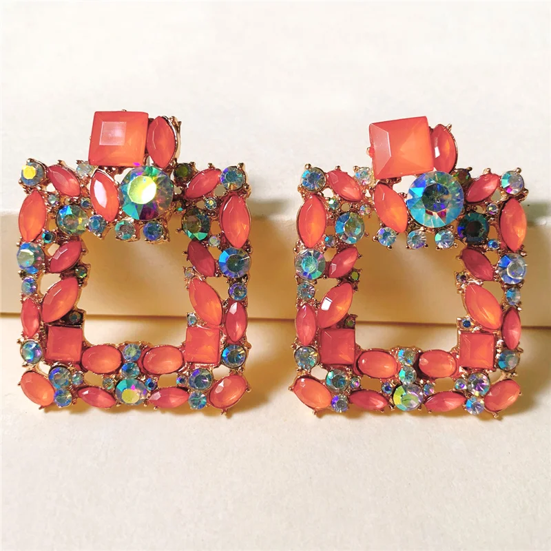 JUJIA Fashion Shiny Full Rhinestone Charm Dangle Earrings For Women Jewelry Maxi Lady's Party Collection Accessories