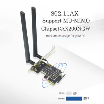 

WIFi6 Network Bluetooth5.0 Card 2.4G/5G 2400Mbps AX200 Desktop Wireless