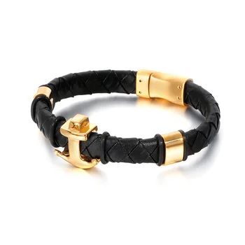 

Punk jewelry leather bracelet retro men's anchor leather bracelet