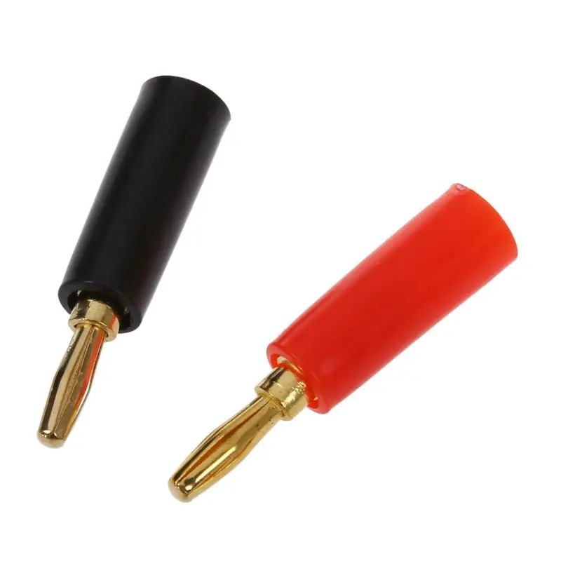 4 Pcs Screw Type Audio Speaker Connector Banana Plug Red& Black