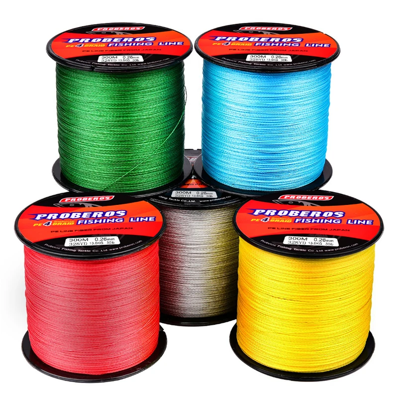 Proberos Fishline 300M&500M&1000M Fishing Line Green/Gray/Blue/Red/Yellow Color 4 Stand braided line 6LB-100LB Pe Lines