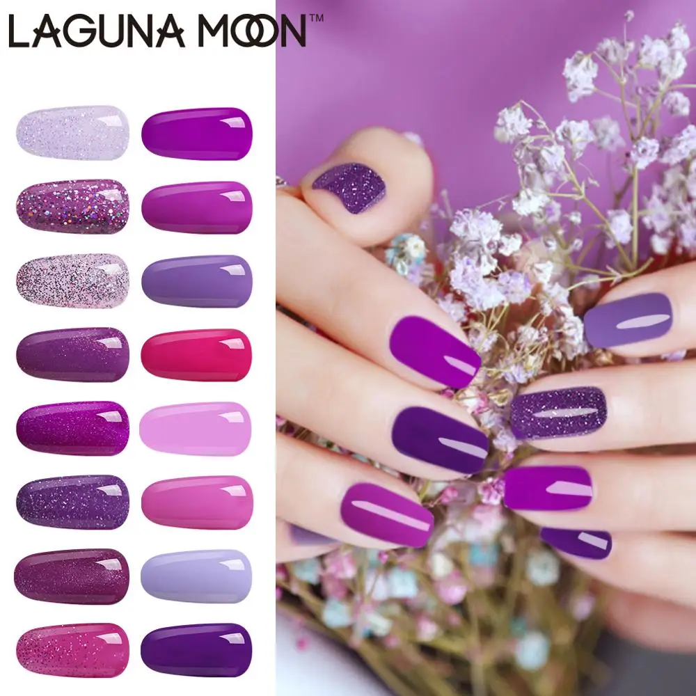 

Lagunamoon 8ml Purple Color UV Gel Nail Polish Nail Art Design Soak Off LED lamp Hybrid Enamel Gel Polish Lacquer Varnish GelLak