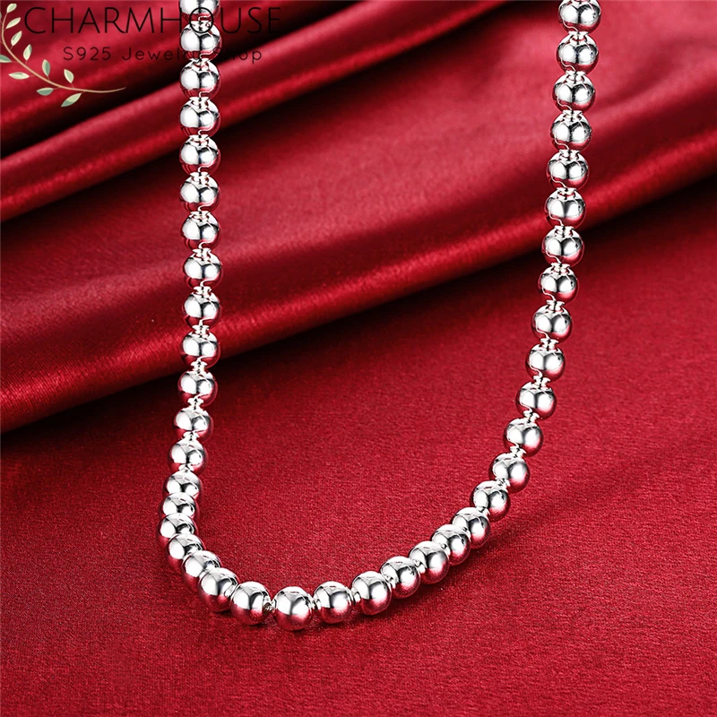 Женское ожерелье из серебра 925 пробы с бусинами 10 мм|fashion choker|chain chokersimple necklace |