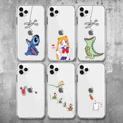 

Soft Silicon Cover Case For AApple Phone X XS Max XR Cases Phone 11Pro Phone Shell Painted Rabbit Love Radish Falling Flowers