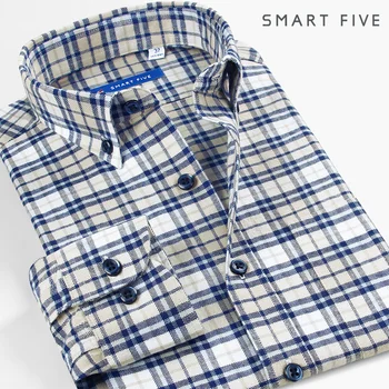 

Business Cotton Plaid Shirt Men Long Sleeve Plus Size Mens Business Casual Long Sleeved Slim Shirt Mens Casual Clothing II50CS