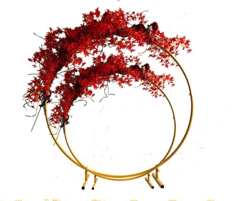 

circle metal stand wedding props birthday balloon table centerpieces round arch backdrop arch lawn artificial flower row stand