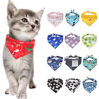 

Christmas Adjustable Cat Bibs For Small Dogs Collars Tie Necktie Halloween Cat Scarf Puppy Bandanas For Cat Triangular Bow Ties