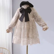 Теплое кружевное платье принцессы для девочек; сезон весна-зима; бальное платье; Детские праздничные платья для девочек с длинными рукавами; vestidos