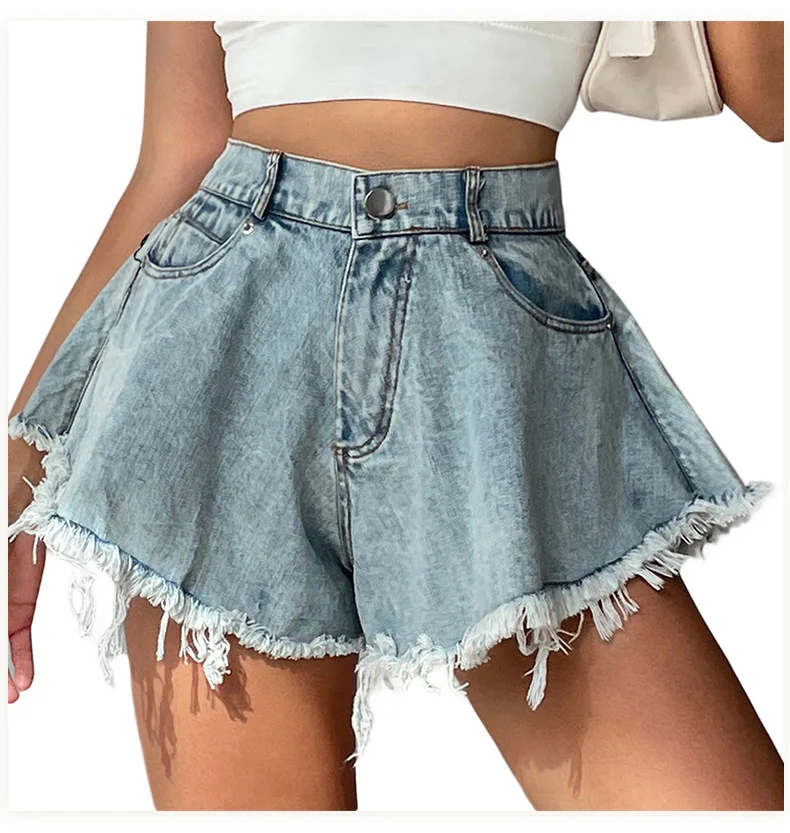 compression shorts 2022 New Women Denim Shorts With Holes And High Waist Loose Tassel Jeans S-XXL gymshark shorts