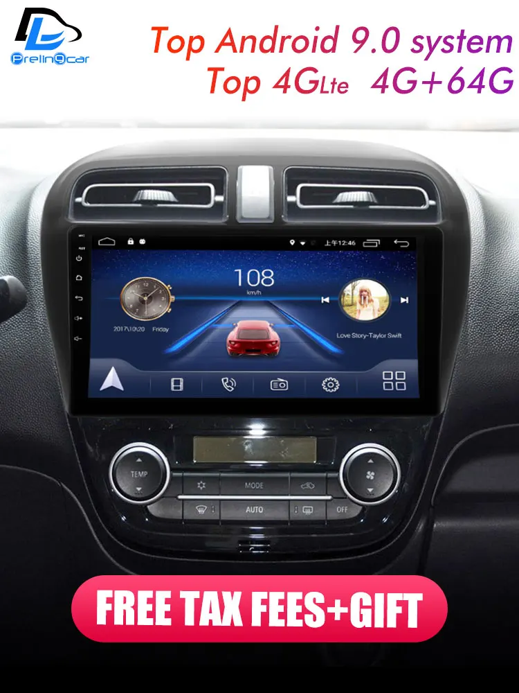 Excellent prelingcar For MITSUBISHI MIRAGE 2012-2016 years Car monitor Radio Multimedia Video Player Navigation GPS Android 9.0 4G  stereo 1