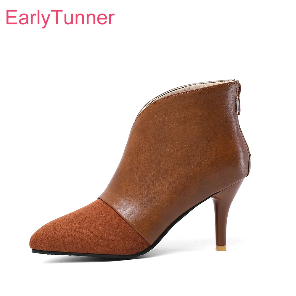 Зимние брендовые новые Гламурные коричневые и персиковые женские ботильоны на
