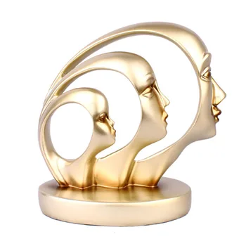 

Nordic Golden Human Face Abstract Sculpture Modern Miniature Model Character Figurine Ornament Home Decoration Accessories Gift