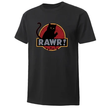

Rawr Black Cat T-Shirts Men'S Terror Animal Print Short Sleeve Cotton Fashion Round Collar Male Tees High Quality Unisex Tops