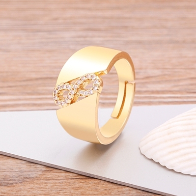 Quality Cubic Zirconia Crystal Heart Rings For Women Fashion Design Statement Gold Color 10 Styles Adjustable Jewelry Gift